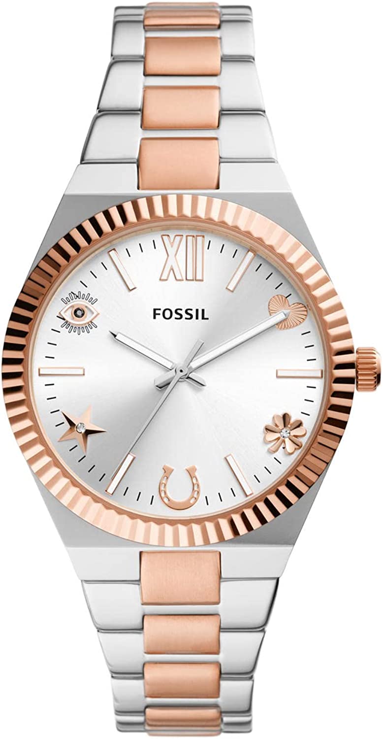 Fossil Women's Scarlette Stainless Steel Quartz Watch(38mm Silver/Rose  Gold) - Fossil Discount